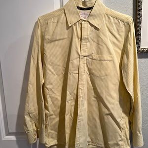 Yellow striped, button up, men’s size large shirt